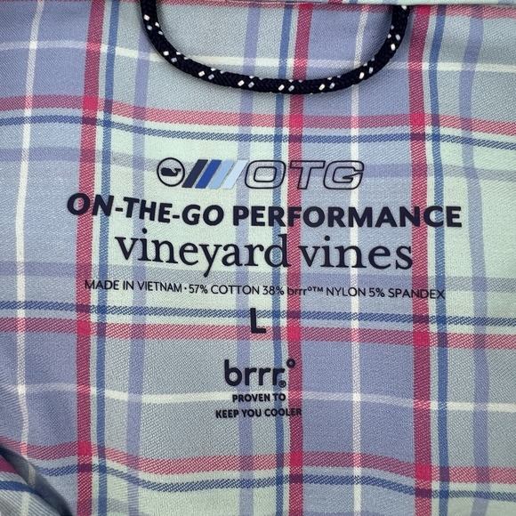 Vineyard Vines OTG Performance Shirt Mens Large Plaid On The Go Long Sleeve Brrr - Picture 7 of 11